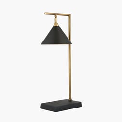 ZETA MATT BLACK AND ANTIQUE BRASS TABLE LAMP