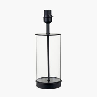 WESTWOOD CLEAR GLASS AND BLACK METAL TABLE LAMP