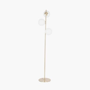 WHITE ORB AND GOLD METAL FLOOR LAMP