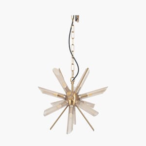 CLEAR GLASS AND GOLD METAL STARBURST PENDANT