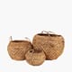 WOVEN WATER HYACHINT S/3 HANDLED ROUND BASKETS