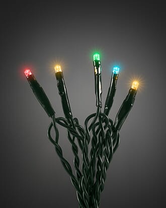 Minilys 10 LED grønn kabel farget