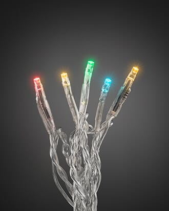 Minilys 50 LED klar kabel farget