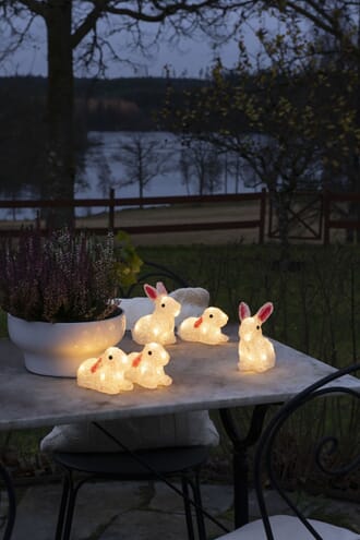 5 kaniner med 40 varmhvite LED