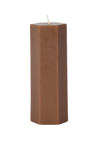 CANDLE HEXAGON BROWN L