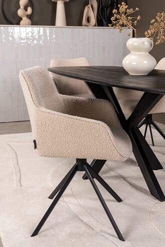 JOHNSON ROTATING DINING CHAIR BOUCLE ECRU W59/D60/H84