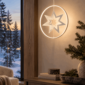 Dekorasjon med stjerne hvit132 varmhvite LED dimmer