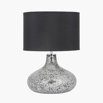 EVIE SILVER & BLACK MOSAIC MIRROR TABLE LAMP