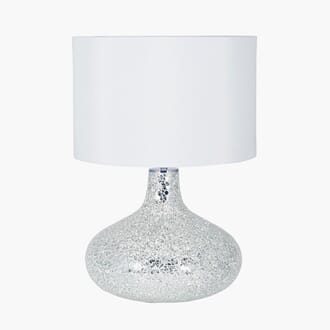 EVIE SILVER & WHITE MOSAIC MIRROR TABLE LAMP
