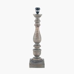 ALIA GREY WASHED TURNED MANGO WOOD TABLE LAMP