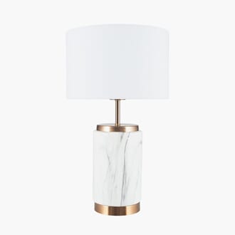 CARRARA MARBLE EFFECT CERAMIC TABLE LAMP INK. SHADE