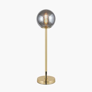 ARABELLA SMOKED GLASS ORB AND GOLD METAL TABLE LAMP