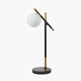 WANDA WHITE ORB AND BLACK METAL TABLE LAMP