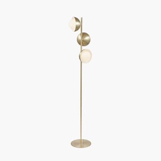 ESTELLE BRUSHED BRASS METAL & WHITE ORB FLOOR LAMP