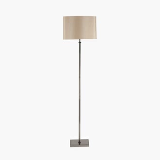 HILTON FLOOR LAMP SATIN SILVER WITH SHADE