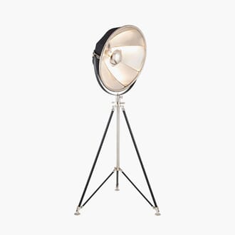 ELSTREE LARGE BLACK FABRIC AND SILVER METAL FLOOR LAMP