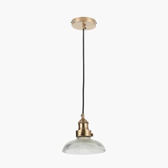 BOWERY RIBBED GLASS ANTIQUE BRASS