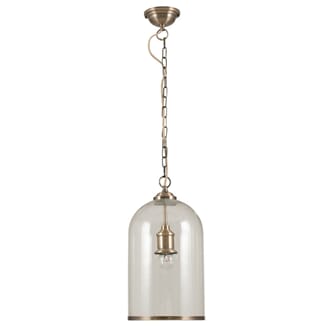 CLOCHE CLEAR GLASS AND ANTIQUE BRASS RIMMED PENDANT