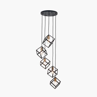 ALESSIO 5 CUBE MATT BLACK PENDANT