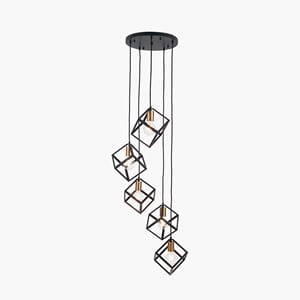 ALESSIO 5 CUBE MATT BLACK PENDANT