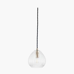 ELLA CLEAR RIBBED GLASS TEARDROP PENDANT