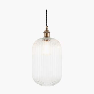 ABIGAIL CLEAR RIBBED GLASS TALL PENDANT
