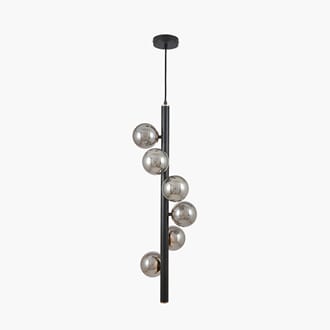 BLAIR SMOKE GLASS BALL & BLACK METAL PENDANT