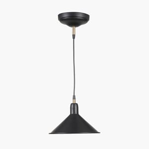 CANTON MATT BLACK AND BRASS METAL CONE PENDANT