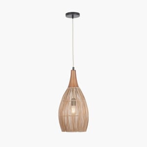 ATA BAMBOO AND WOOD TALL DOME PENDANT