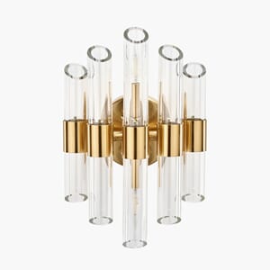 BRIELLE CLEAR GLASS ANDTIQUE BRASS WALL LIGHT