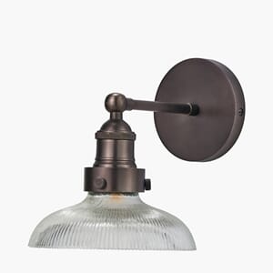 BOWERY RIBBED GLASS WALL LAMP ANTIQUE BRONZE