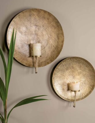 ROD WALL CANDLE HOLDER ANTIQUE GOLD L