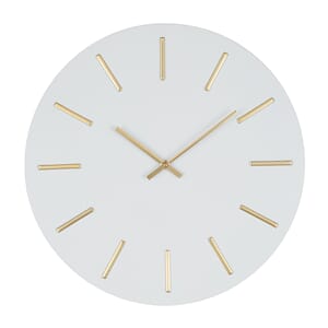 MATT WHITE & GOLD DETAIL METAL WALL CLOCK 50 CM