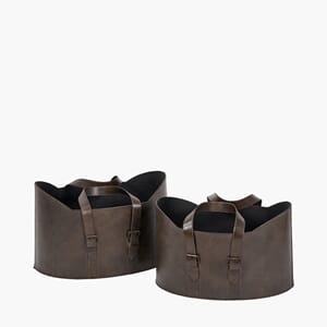 ALESSIO PEPPERCORN LEATHER S/2 HANDLED STORAGE