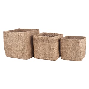 S/3 WOVEN NATURAL SEAGRASS CUBE BASKETS