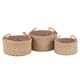 LOMBOK S/3 WOVEN NATURAL SEAGRASS ROUND HANDLED BASKETS