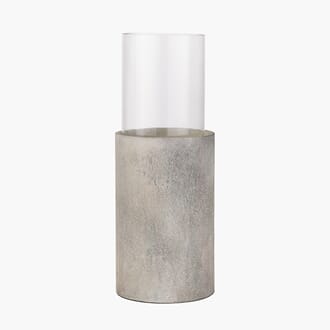 STONE GREY METAL/GLASS 66 CM LANTERN
