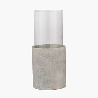 STONE GREY METAL/GLASS LANTERN 59 CM