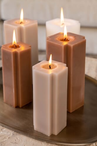 CANDLE CROSS SHAPED TAUPE S