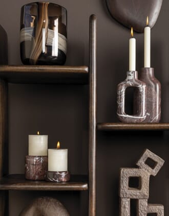 RED MARBLE PILLAR CANDLE HOLDER S