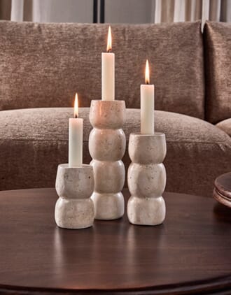BLAZE CANDLE HOLDER TRAVERTINE BEIGE M