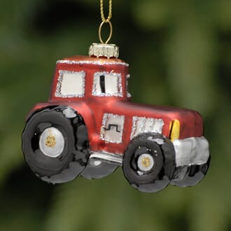 6 cm rød traktor i glass