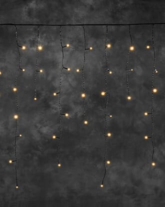 Istappslynge 2,4 m amber LED sort kabel