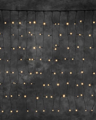 Gardinslynge 1,0 m x 1,0 m amber LED sort kabel
