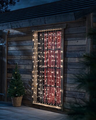 Gardinslynge 1,1 m x 2,0 m varmhvite LED transparent kabel