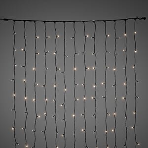 Gardinslynge 1,1 m x 2,0 m varmhvite LED sort kabel