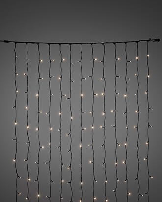 Gardinslynge 1,1 m x 2,0 m varmhvite LED sort kabel
