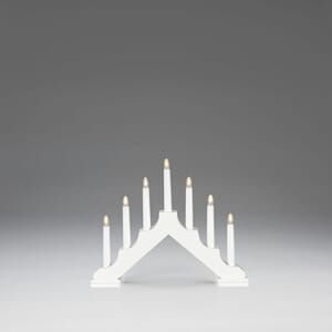 Adventstake på batteri matt hvitlakkert tre