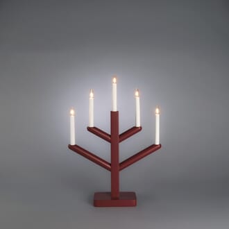 Adventstake 5 armet mørk rødlakkert