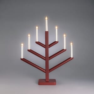 Adventstake 7 armet mørk rødlakkert